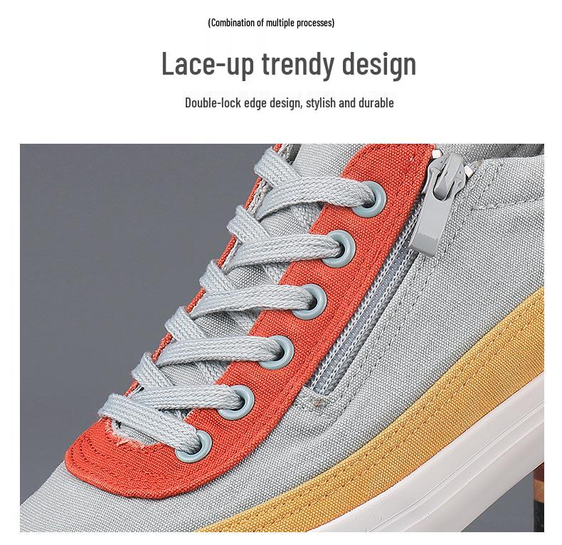 Spring 2026 Men's Breathable Canvas Low-Top Shoes - Trendy Casual Sports Skate Footwear