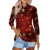Mote dame casual revers kort 3/4 ermet juleprint skjorte dame knapp opp topper