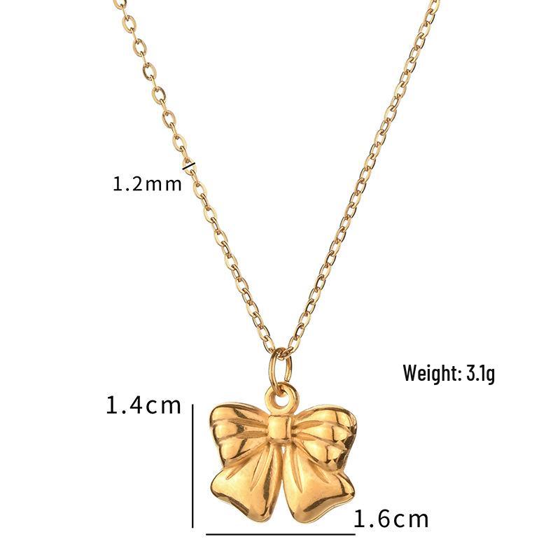 Geometric Natural Stone Stainless Steel Necklace - French Retro Style for Women