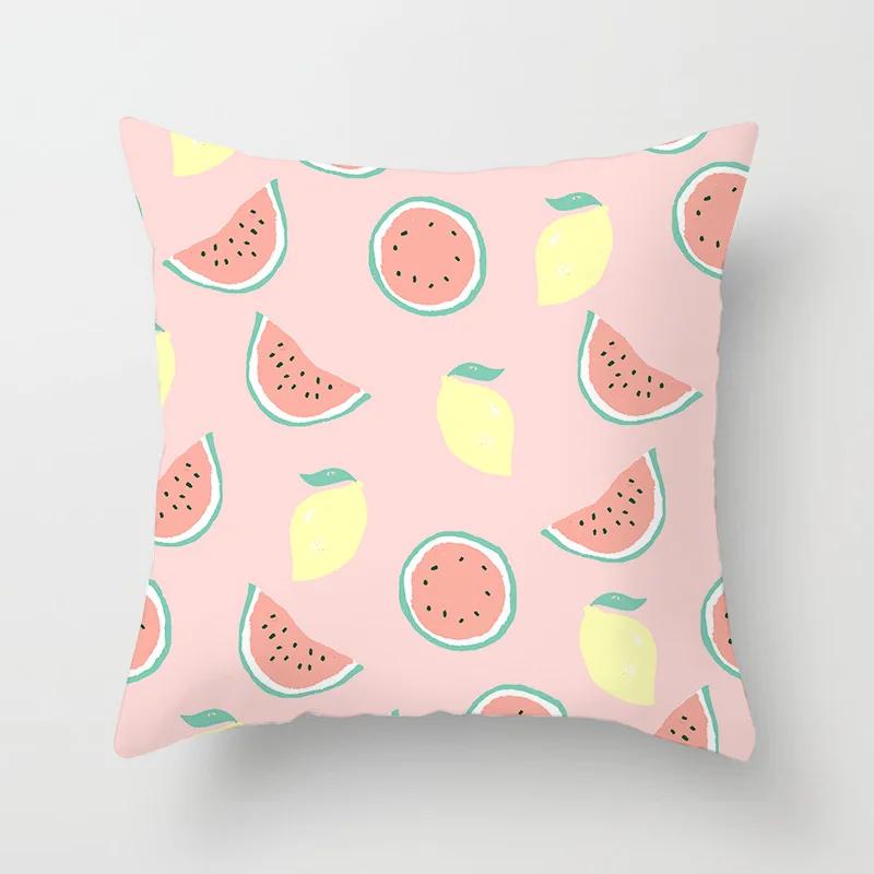 Lemon Water Pattern Watermelon Red Blue Polyester Throw Pillow Waterproof Oilcloth Car Interior Sofa Decoration Pillowcase 40911
