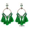 Women's Earring Exaggerated Flowers with Diamonds Tassel Acrylic Earrings Bohemian Temperament Female Earrings