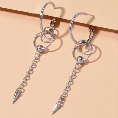 Neue, lange Nietenohrringe mit Fransen, Ohrringe, Ohrringe mit Metallkugeln, Ohrringe, kugelsicher.