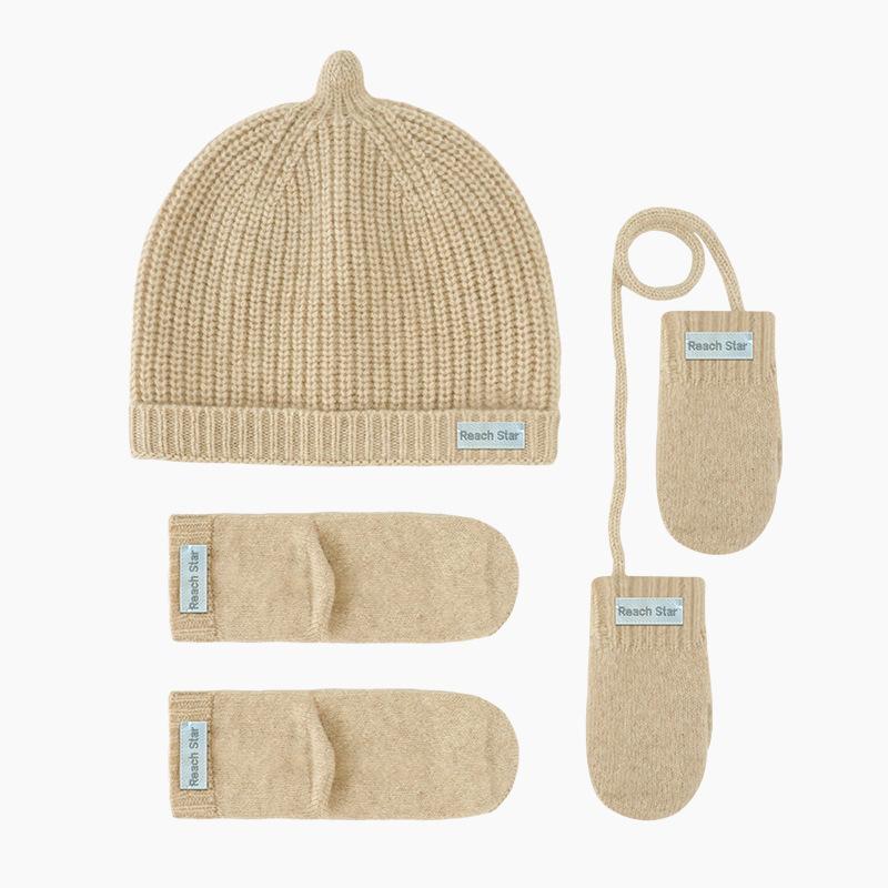 

Winter boys and girls cashmere warm baby hat children s knitted hat gloves socks three-piece gift box