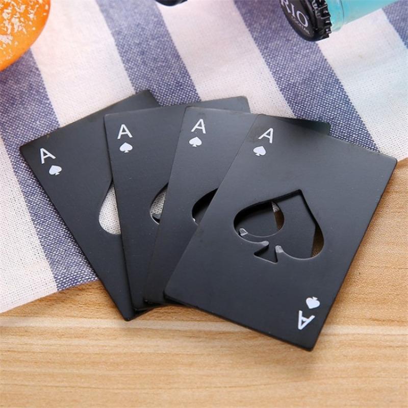 Spades A Credit Card Type Bottle Opener Creative Playing Card Shape Stainless Steel Portable Bottle Opener Beer Screwdriver