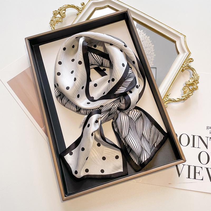 

Двухслойный шелковый шарф: Женский универсальный модный аксессуар на весну/осень 145cm