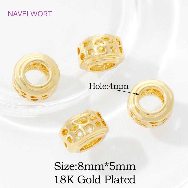 18K Gold Plated Round Spacer Beads,Separator For Beads,Brass Beads For Bracelet Making DIY Beading Jewelry Making Accessories
