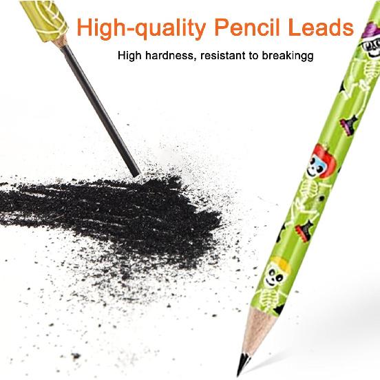 48 Halloween Pencils Bulk with Erasers for Kids, Cute Wood Pencils with Colorful Halloween Themed Design for Kid Trick o2r Treat Gift Prize, Party