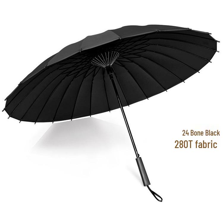 12-Rib 24-Rib Long-Handle Straight Men's Umbrella for Two, Business Advertising, Sun and Rain Protection