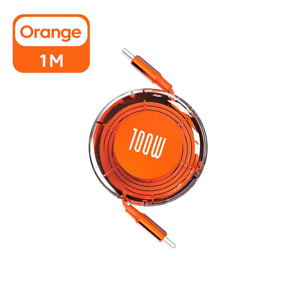 

USB Type C Cable PD 100W For iPhone 16 15 Plus Pro Max Retractable Cable For Macbook iPad Fast Charger Cable Charger Data Wire оранжевый