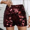 Women's Sparkly Sequin Shorts Stretchy Going Out Party Clubwear Sexy High Waist Straight Leg Mini Shorts