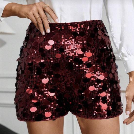 Women's Sparkly Sequin Shorts Stretchy Going Out Party Clubwear Sexy High Waist Straight Leg Mini Shorts