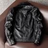 New Genuine Cowhide Leather Jacket for Men Big Size Denim Coat Fashion Casual Lapel Coat