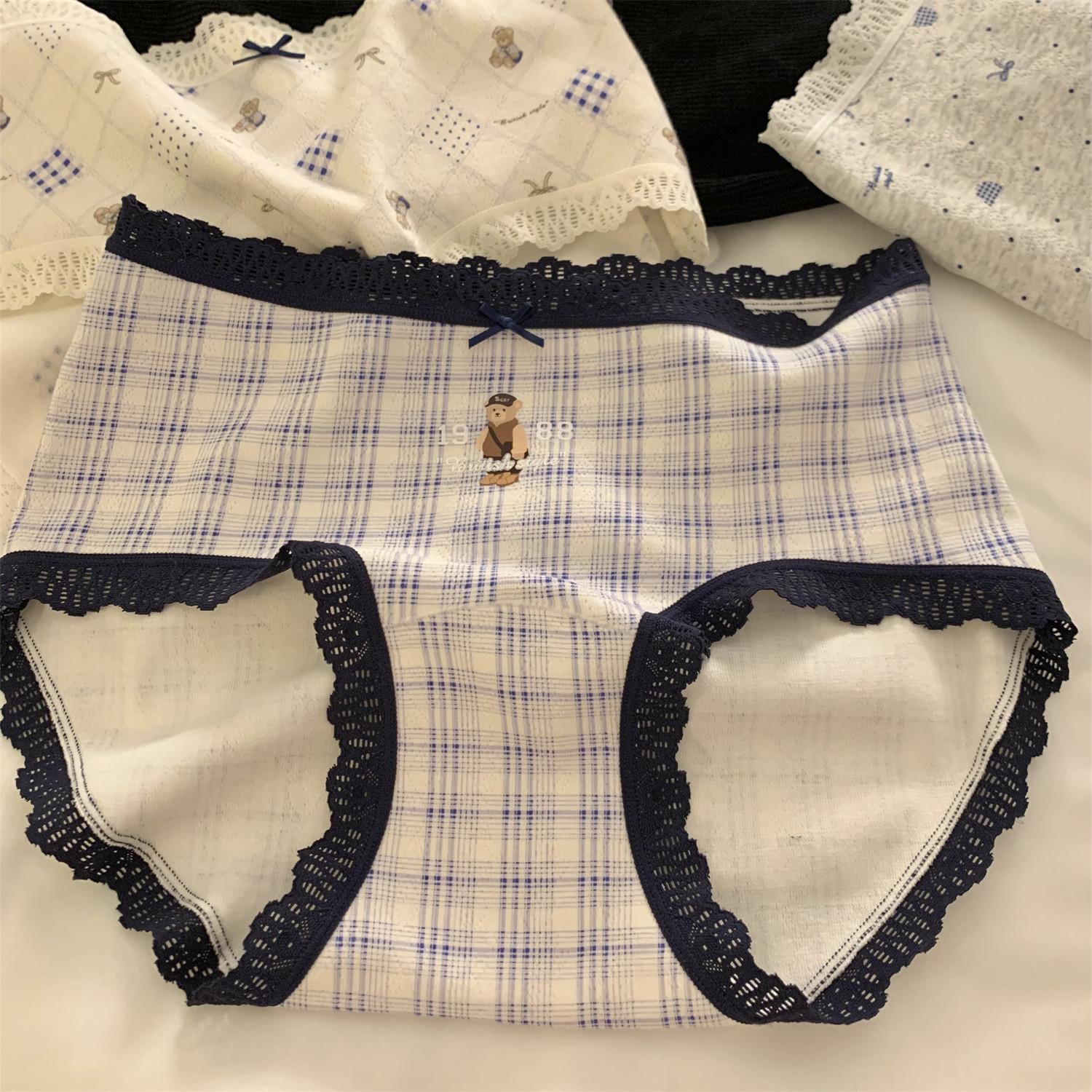 

Big Size Ladies Spring and Autumn New Lovely Pure Cotton Without A Mark in The Waist Triangle Briefs XXL синій