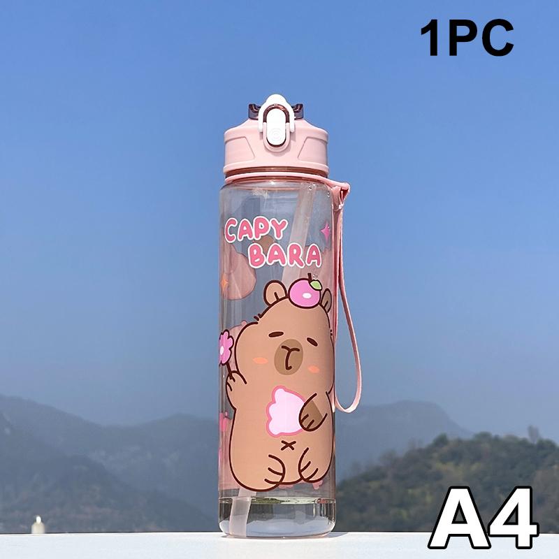 800Ml Cartoon Capybara Water Bottle Plastic Water Cup Portable Large Capacity With Straw Sports Water Bottle Travel Outdoor
