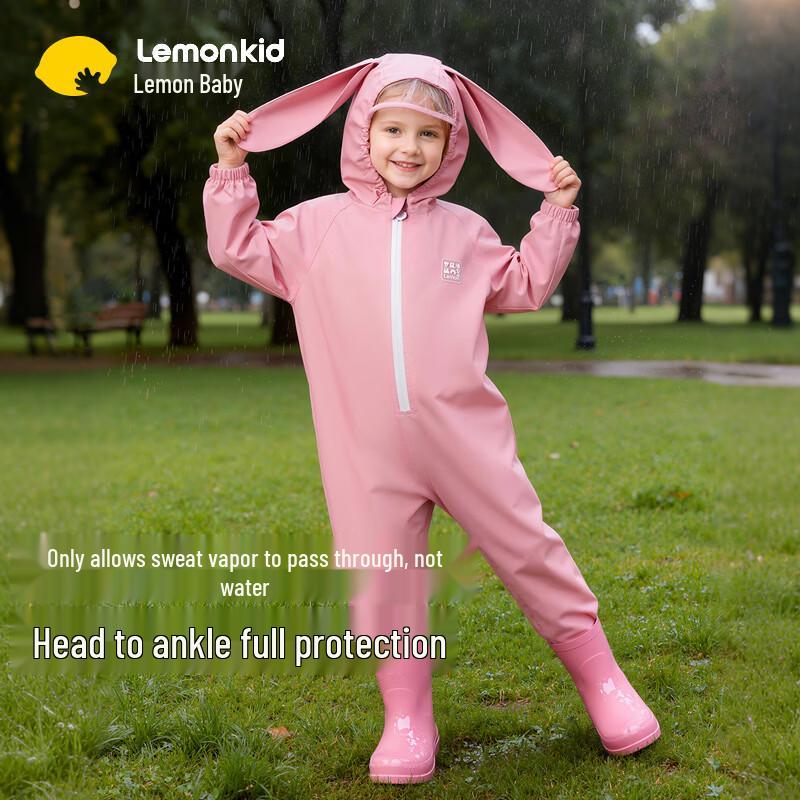 Lemonkid Kids Cartoon One-Piece Waterproof Raincoat M
