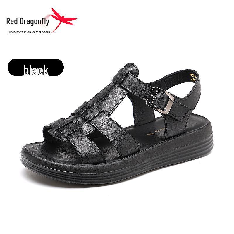 Red Dragonfly Women s Genuine Leather Flat Roman Sandals - New Summer 2025 Edition US 8.5