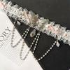 Lolita Lace Bow Choker Pearl Tassel Butterfly Necklace Rhinestone Pendant Necklace  Music Festival