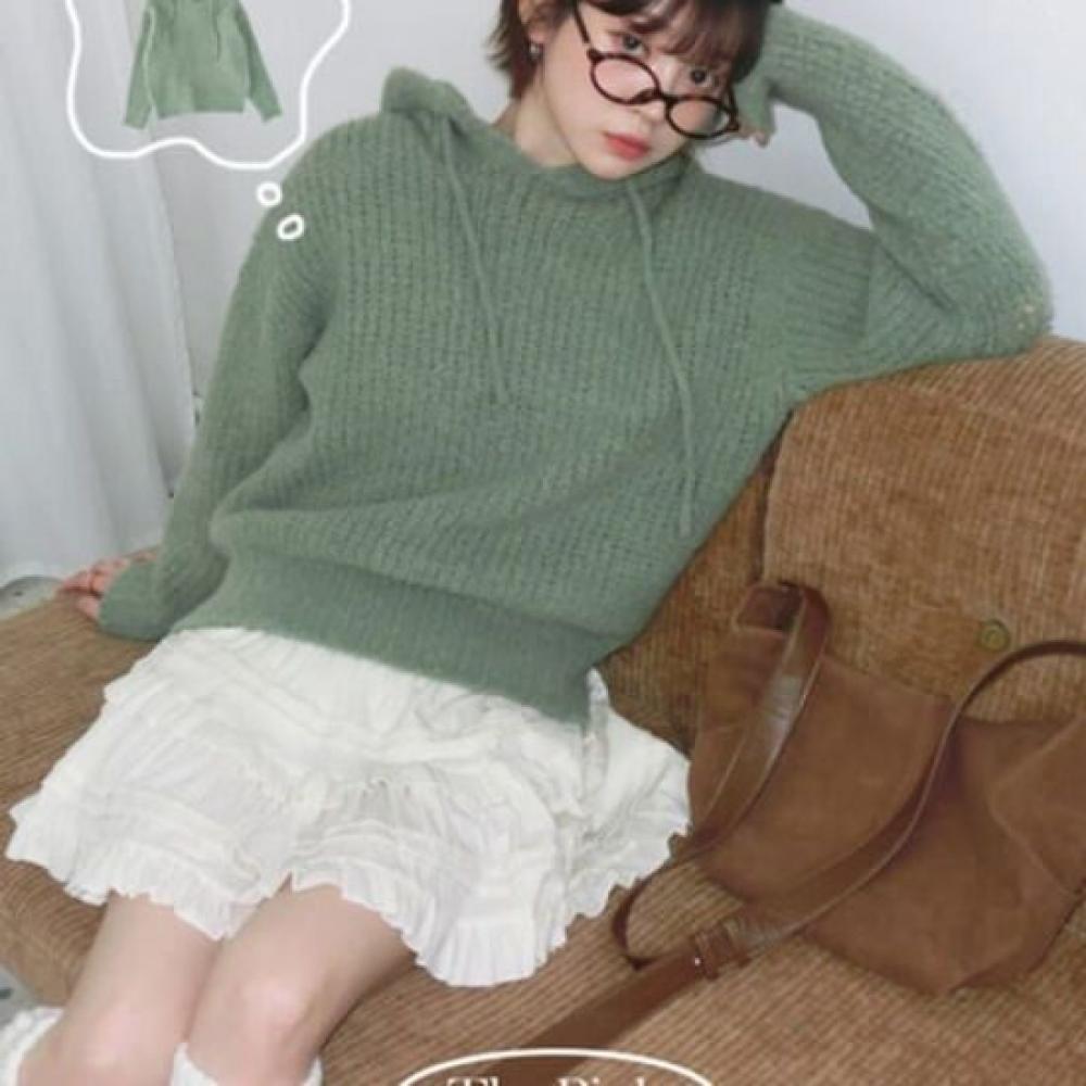 The Pink Loose Fit Alpaca Hood Knit