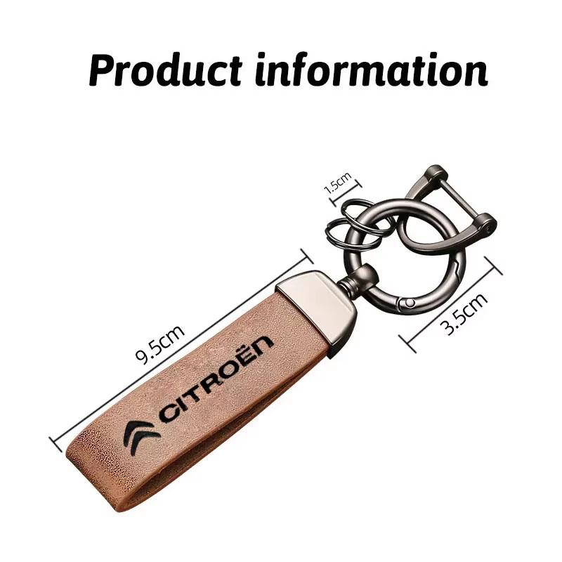 Citroen Logo Car Vintage Leather Keychain Ring Zinc Alloy Chain Key For Citroen C1 DS3 C2 C3 Vts C4 Saxo C4L C5 C6 C8 Xsara