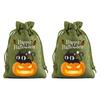 Handmade Style Party Bags 2Pcs Halloween Pumpkin Drawstring for Candy Treats, Retro Burlap Festival Totes Trick or Treat Bags, Portable Goodie