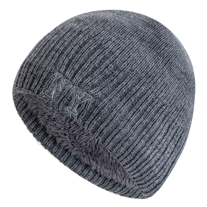New Style Unisex Autumn/Winter Hats Plush Fur Lined Men Women Warm Beanie Cap Casual NY Printing Winter Ski Knitted Hats