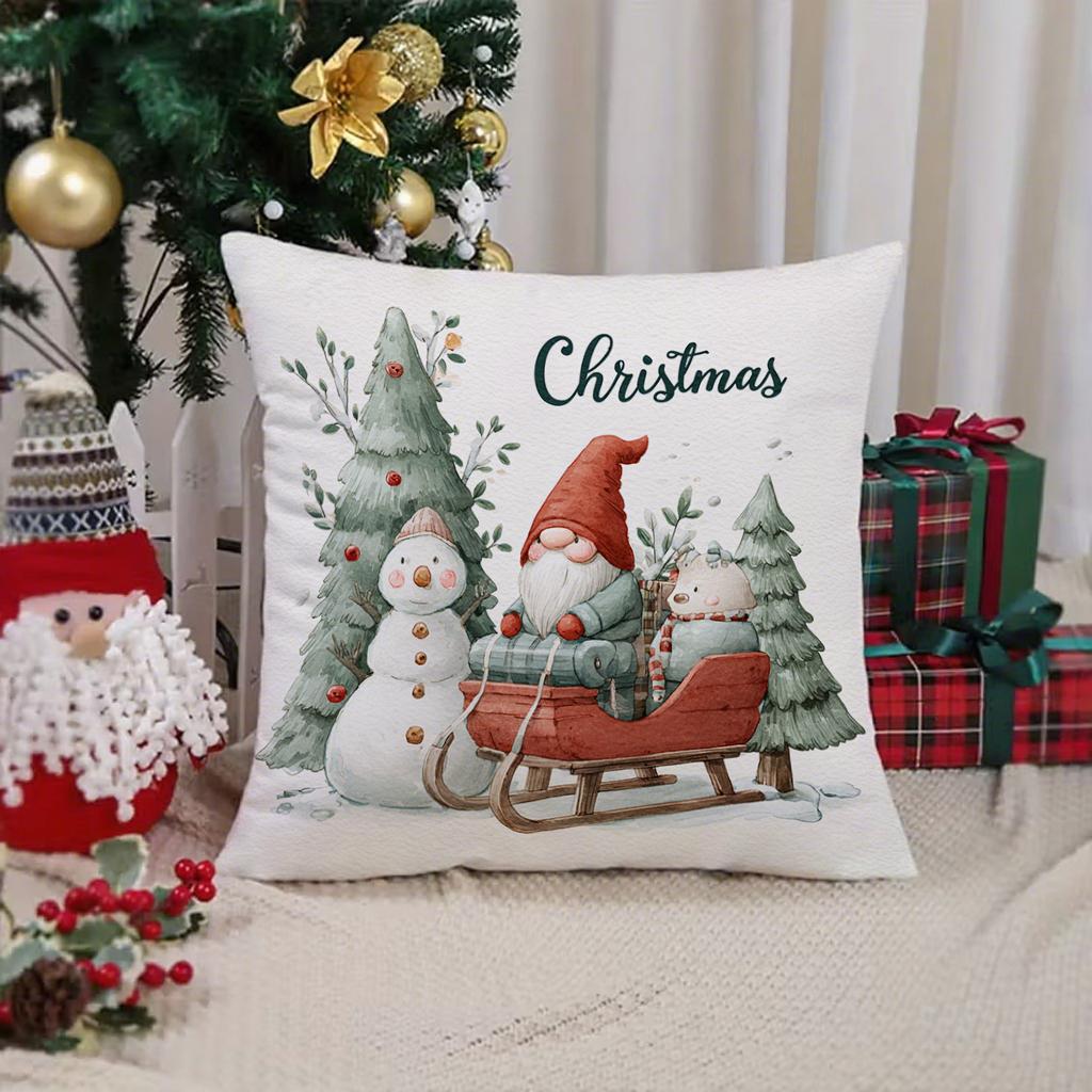 

Рождественская наволочка с рисунком снеговикаПодходит для дивана, автомобиля, спальни, декоративная наволочка, наволочка 16x16Inch