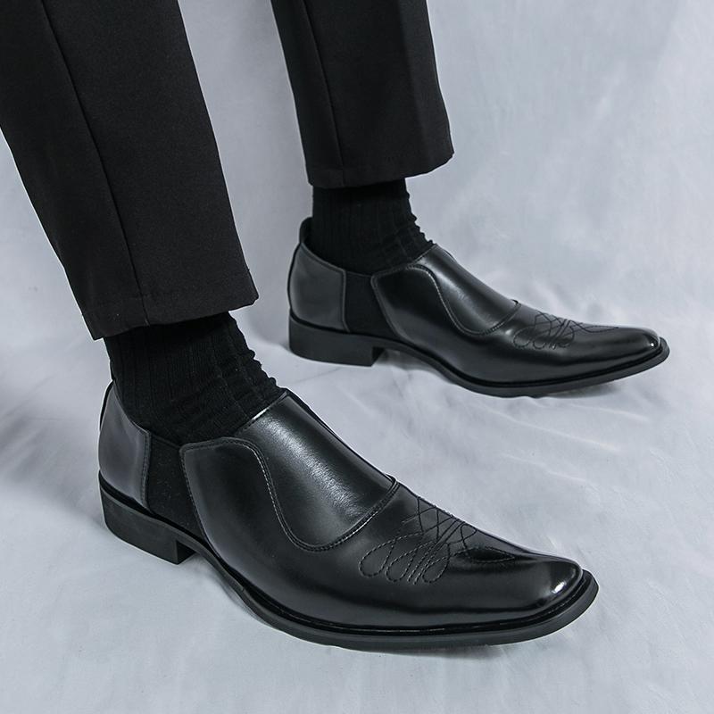 Fashion Men's Pointed Toe Loafers Classic Nightclub Dress Shoes Stylish Men Slip-On Casual Shoes Party Wedding Male Business Footwear