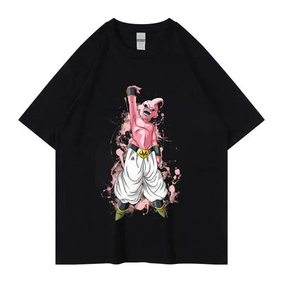Animación Japonesa Dragon Ball Camiseta de Manga Corta con Estampado de Buou Maligno Cuello Redondo Ropa para Hombres y Mujeres Ropa de Pareja Verano