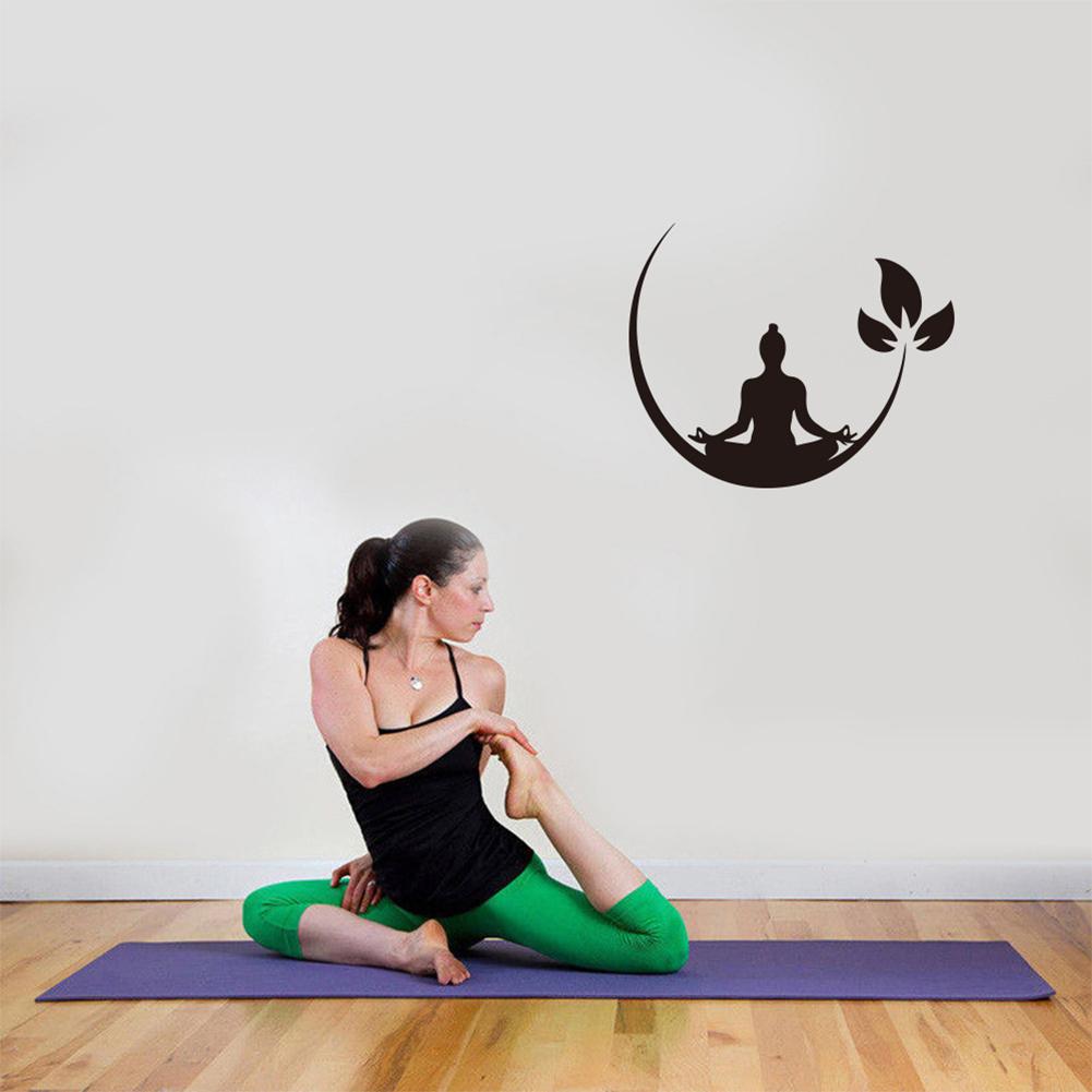 Fashion Yoga Lotus Pattern Wall Sticker Detachable Removable Carved Waterproof Decals For Smooth Interior Walls Window Mirror