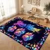 Neon Colorful Theme Soft Crystal Velvet Rug Custom Name & Text Print Non Slip Floor Rug for Bedroom Living Room