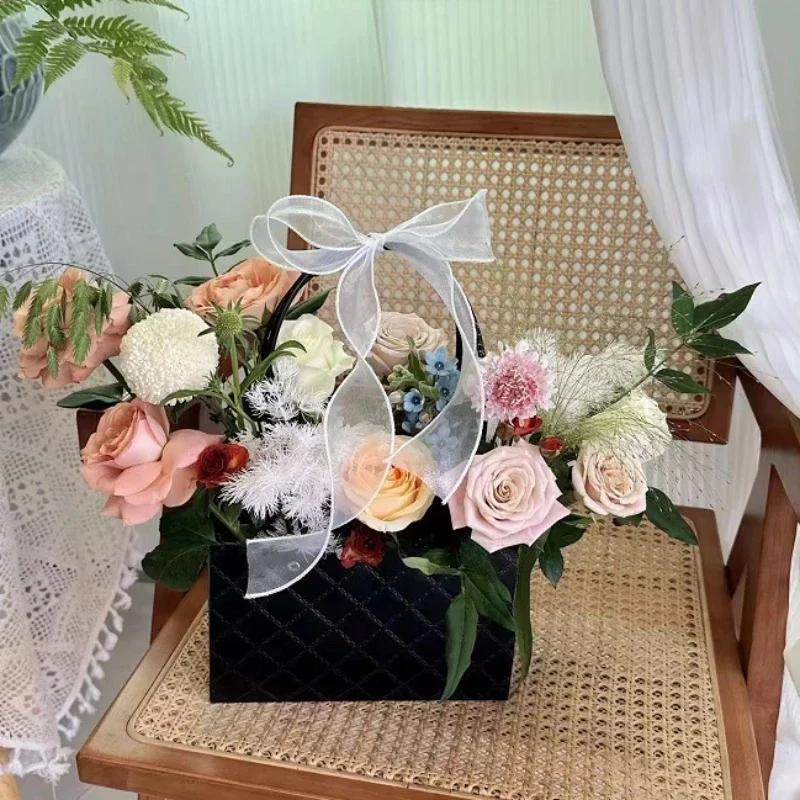 Flowers Basket Boxes Gift DIY Packaging Materials Wedding Favors 10pcs Flower Tote Bags Kraft Paper Bouquet Floral Arrangement