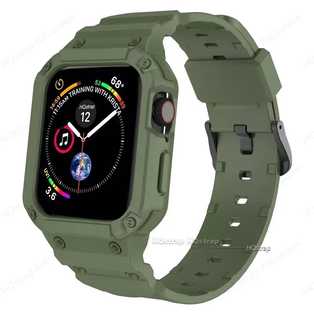 Case for Apple Watch Band 44mm 45mm 49mm 42mm 40/38 Watch Strap for Iwatch 7 8 6 5 4 SE TPU Protective Cover Silicone Bracelet