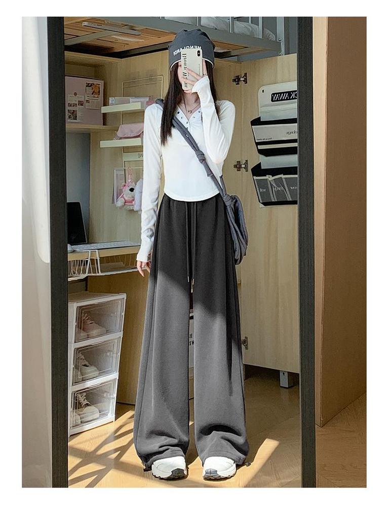 2024 Autumn/Winter Women's High Waist Wide Leg Cotton Sweatpants