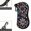 2D-Bohemian Floral Mosaic Print Sunglasses Case, Zipper Eyeglasses Protective Holder, Vintage Stained Glass Pattern Eyewear Pouch for Women Travel