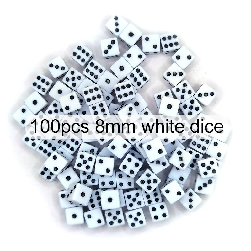 100pcs/lot 8mm Mini 6-sided Dice Acrylic for Party Leisure And Entertainment Gambling Props Chessboard Game Accessories TMZ