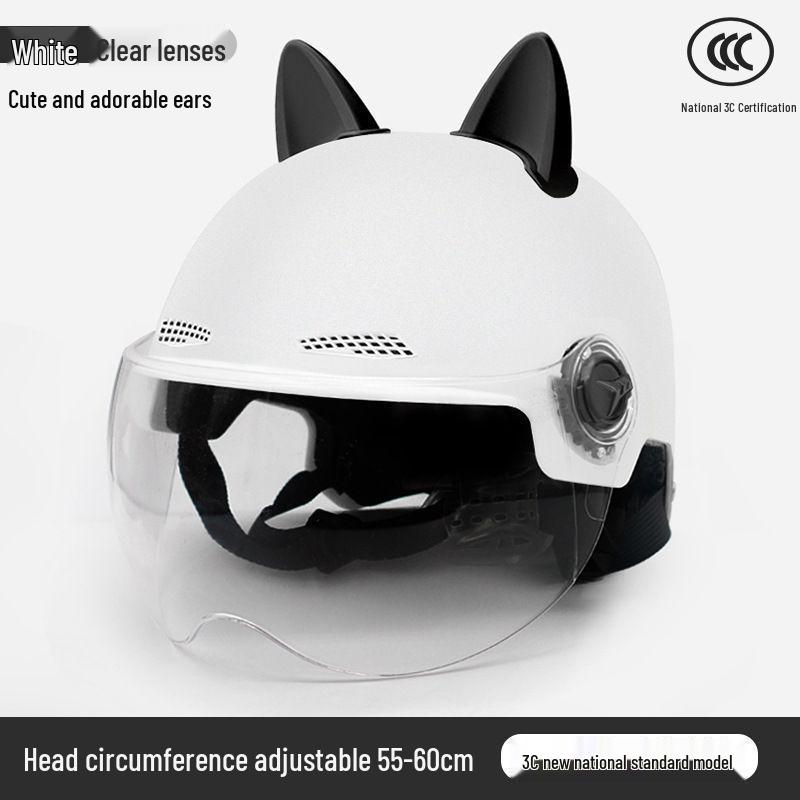 Unisex Cute Cat Ear Cycling Helmet - Summer Sun Protection, Certified for Electric Scooter, Universal Fit