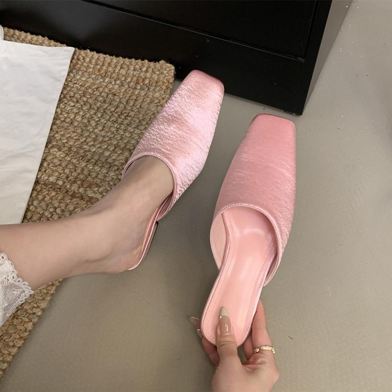 Bailamos Brand Women Slippers Fashion Round Toe Slip On Mules Shoes Soft Flat Heel Outdoor Casual Dress Sandals  Flat Shoes Muje