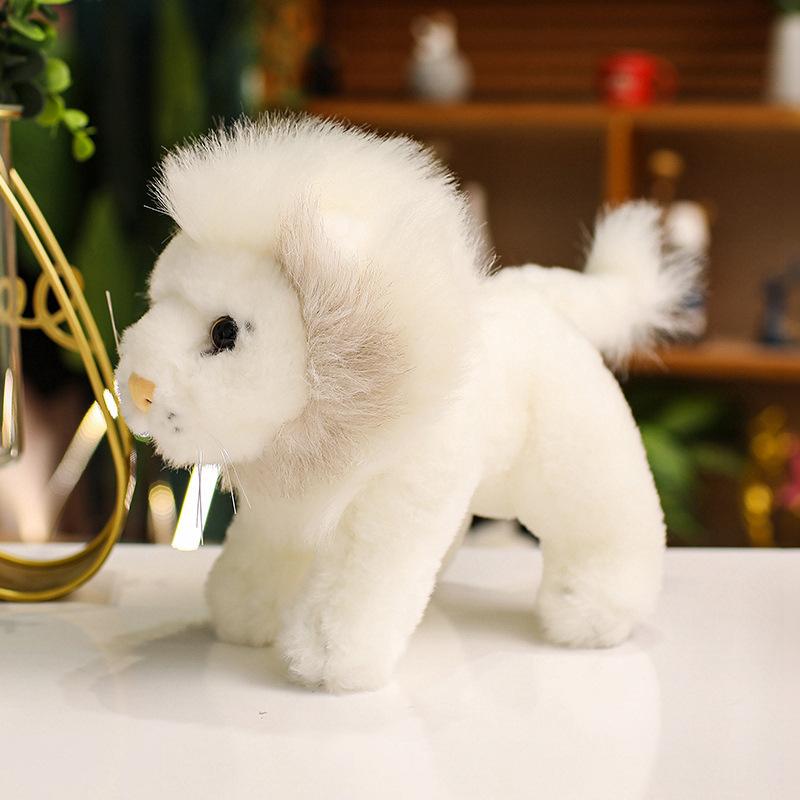 Cute Simulation Little Lion Doll Plush Toy Zoo White Lion Doll Boy Soothing Rag Doll