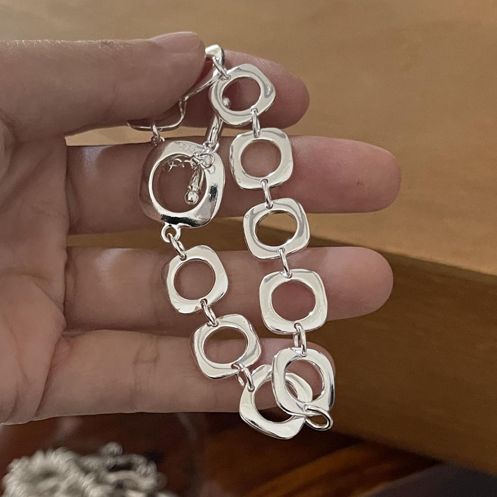 100% Solid 925 Silver Bracelet for Women Men Vintage Handmade Shinning Heart Bracelets Birthday Christmas Gift