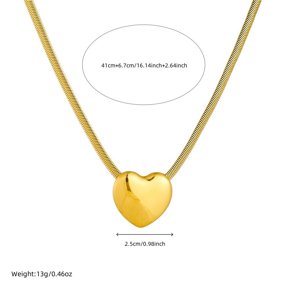 Fashion Personality Light Luxury Polished Three-Dimensional Heart Snake Chain Gold Jewelry Necklace