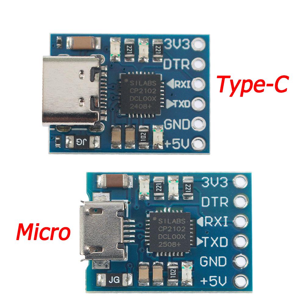 1PCS CP2102 Type-C / MICRO USB To UART TTL Module 6Pin Serial Converter UART STC Replace FT232