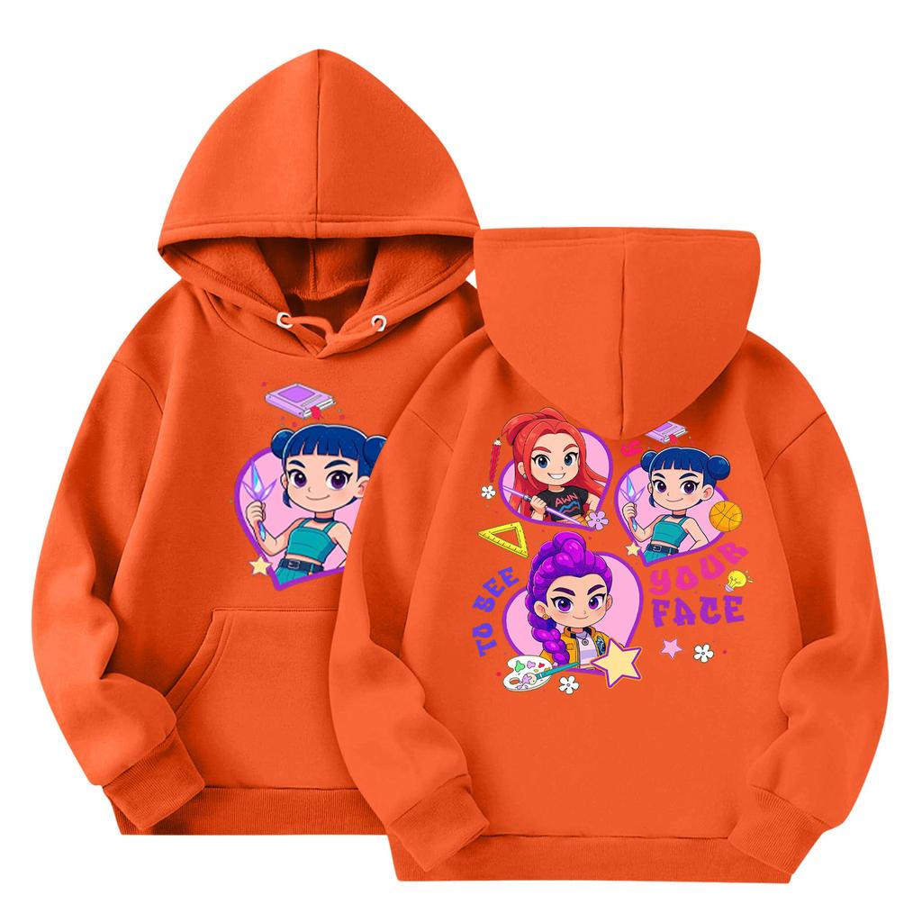 Child Fashion Lightweight Long Sleeve Pullover With Pockets  Print Hoodie