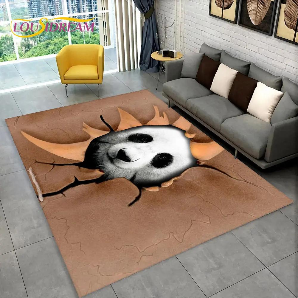 Dywan z motywem zwierząt z kreskówek Panda, dywanik do salonu, sypialni dziecięcej, sofy, wycieraczki, kuchni, antypoślizgowa mata podłogowa