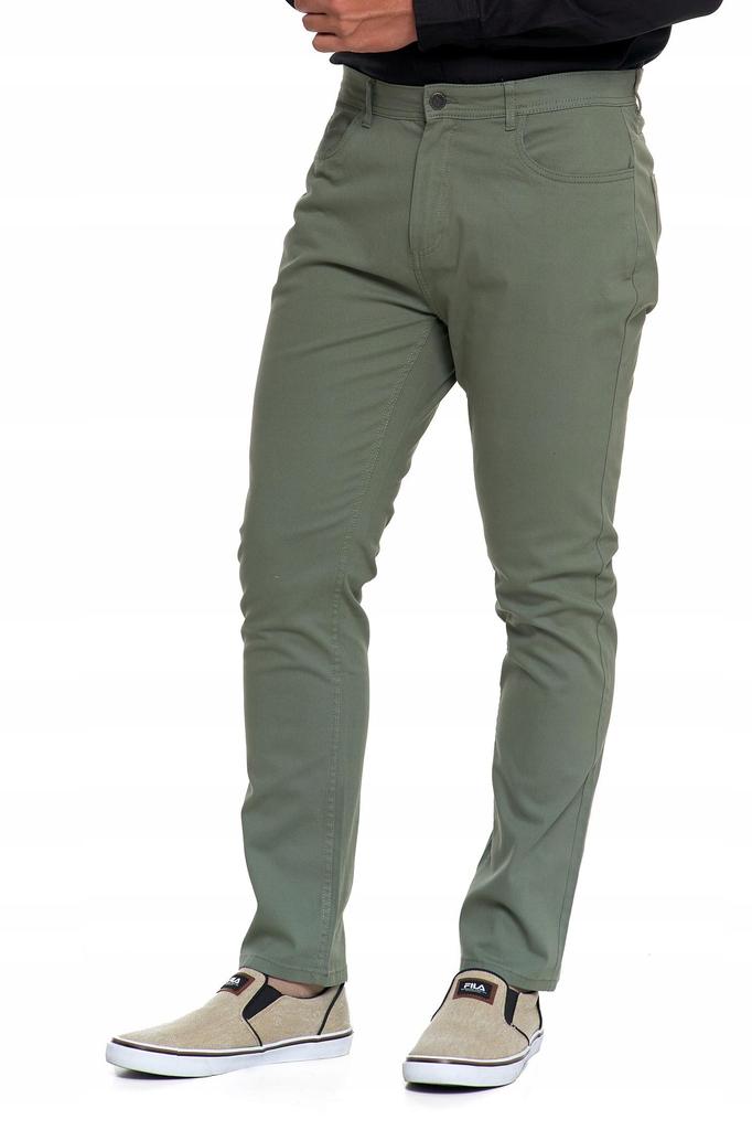 Men's Cotton Pants Classic Chino with Pockets Elegant MORAJ 31 GREEN