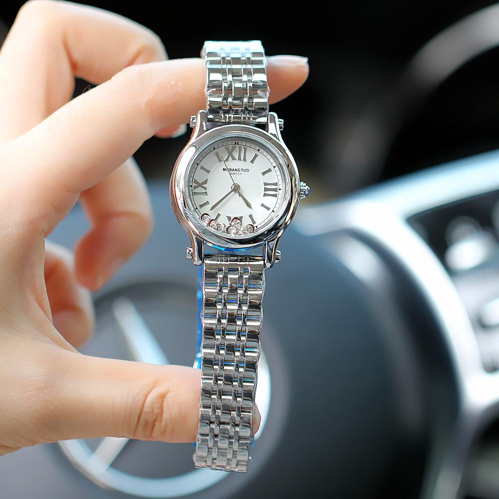 Fashion Trendy Women'S Watch Roman Face Pointer Type Steel Belt Quartz Waterproof Watch Versatile