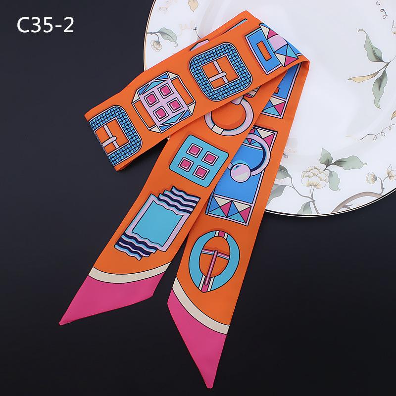 

Women Fashion Ribbon Silk Scarf Beautiful Solid Design Girls Neckerchief Hair Band Bag Handle Wraps Small Neck Scarves