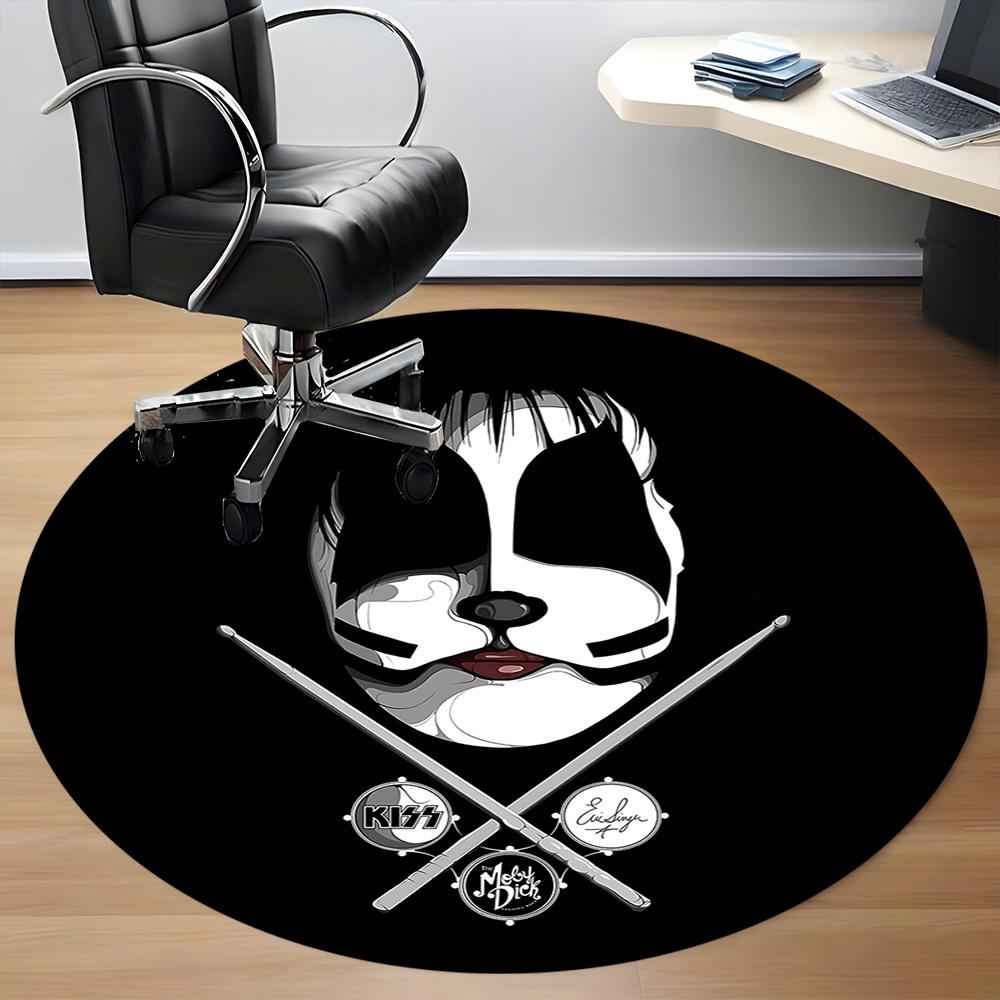 1pc KISS Band Office Round Area Rug, Indoor Mat Suitable For Office, Under Office Chairs Bedroom Living Room Home Decor a0908182