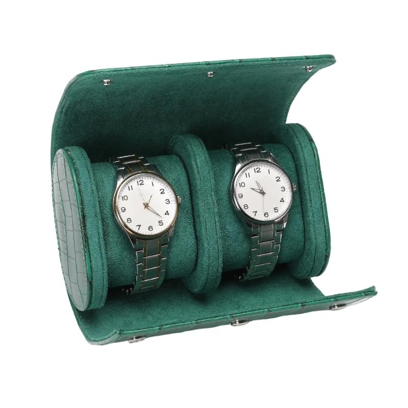 Vintage Leather Watch Storage Roll Case Shockproof Press Watch Packing Box for Home or Travel Use
