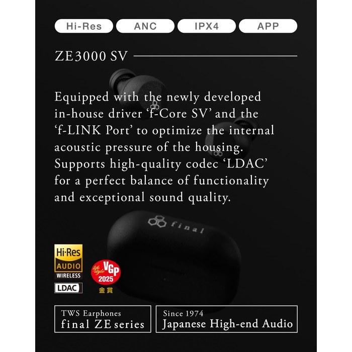 Final ZE3000 SV Wireless Earphones Hi-Res ANC Black