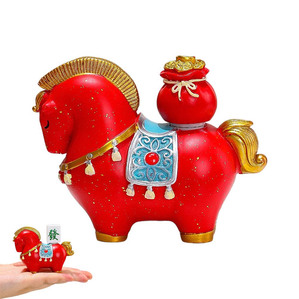 2026 Chinese New Year Resin Horse Figurine Horse Mascot Chinese Style Zodiac Horse Ornaments Rotatable Horse Miniature Office